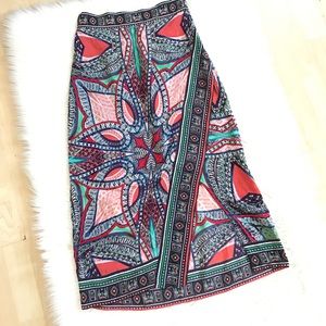 Anthropologie Maeve Silk Bohemian Midi Scarf Skirt